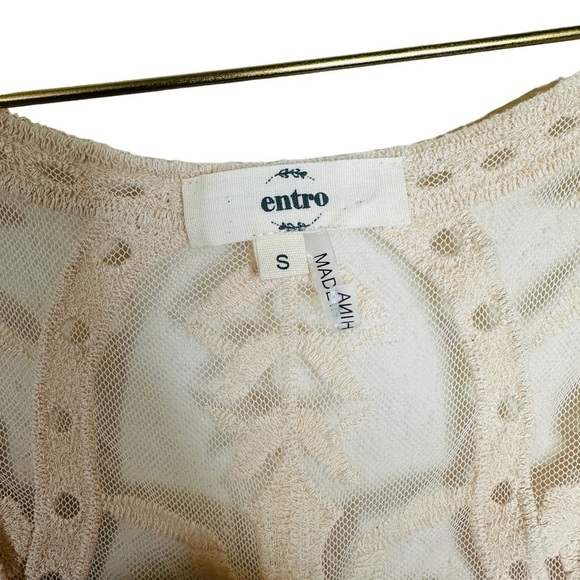 Entro Robe Women's Small #J9083 V-Nk Bell Slv Ivory Floral Lace Nylon/Cotton - Picture 7 of 9